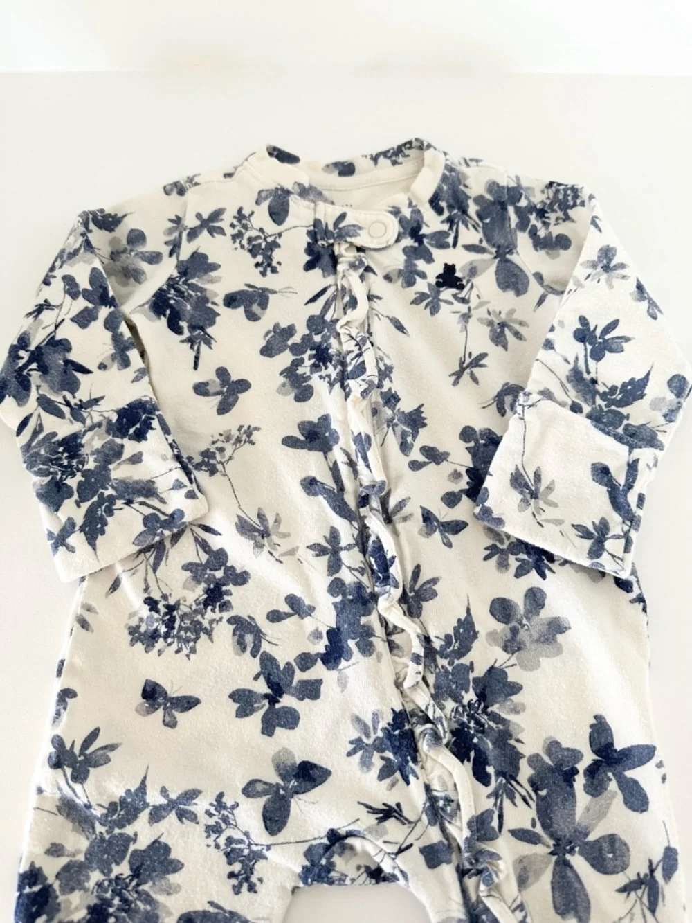 Chinoiserie Style Floral Footed Onesie - Picture 2 of 4